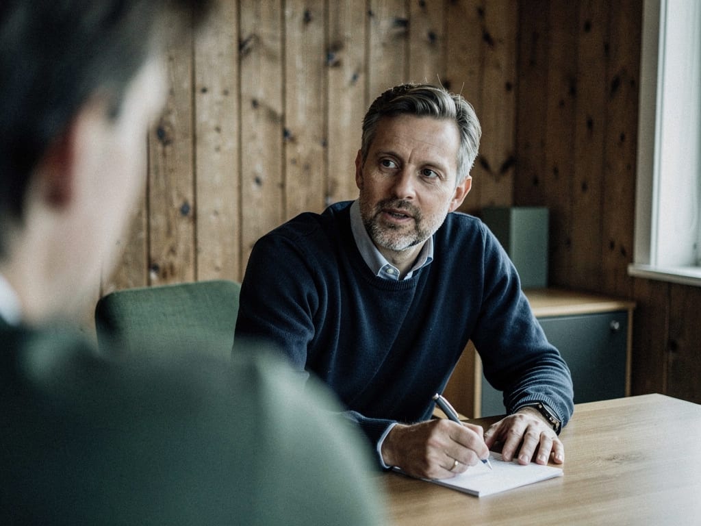 A doctor listening attentively to a male patient during a private consultation